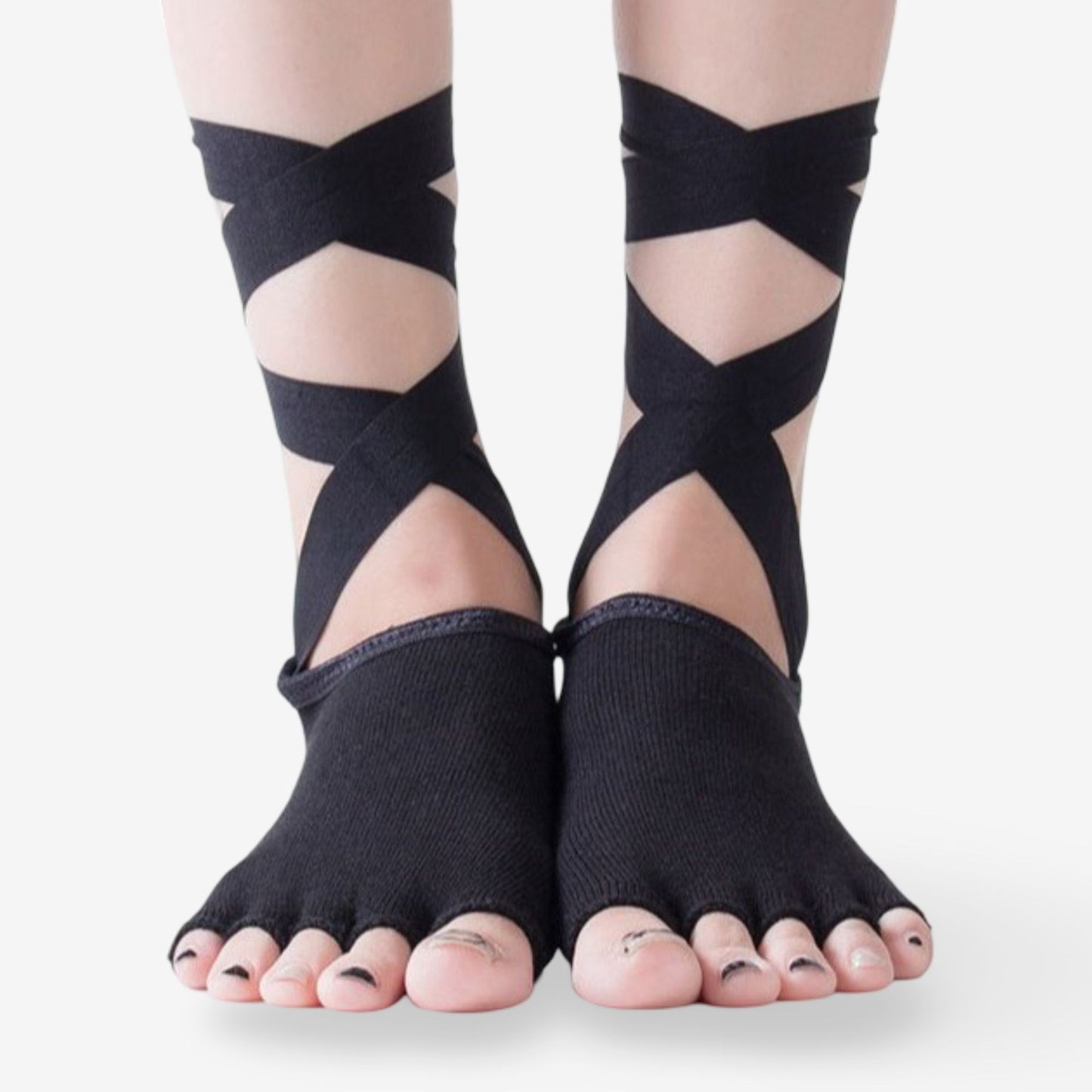 Tie-Strap Five-Toe Yoga Socks Non-Slip Pilates Socks 3 Pack