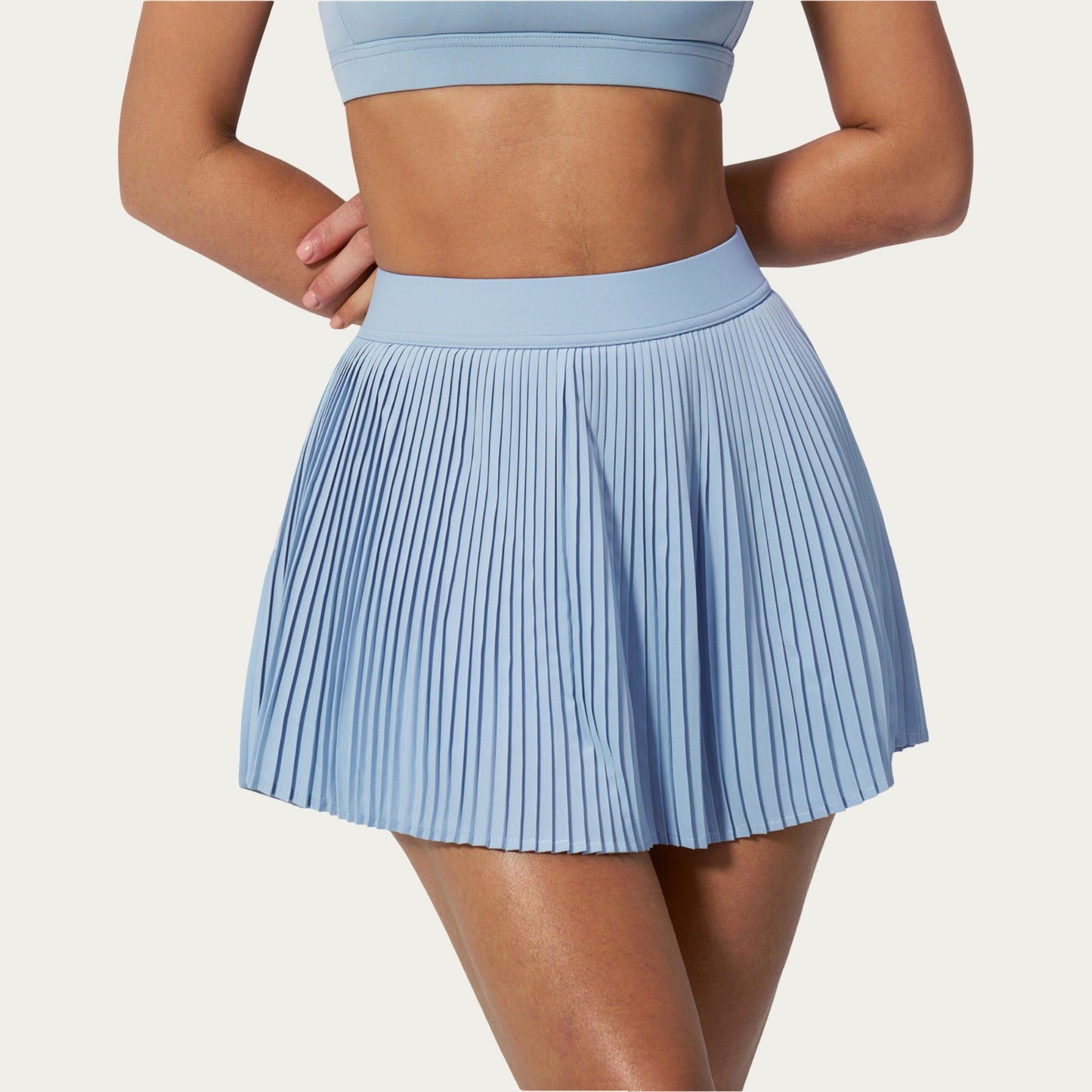 Pleated Athletic Skort with Built-In Shorts and Side Pocket
