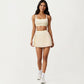 Crisscross Back Sports Bra with Square Neck and Smooth Stretch Fit