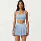 Crisscross Back Sports Bra with Square Neck and Smooth Stretch Fit