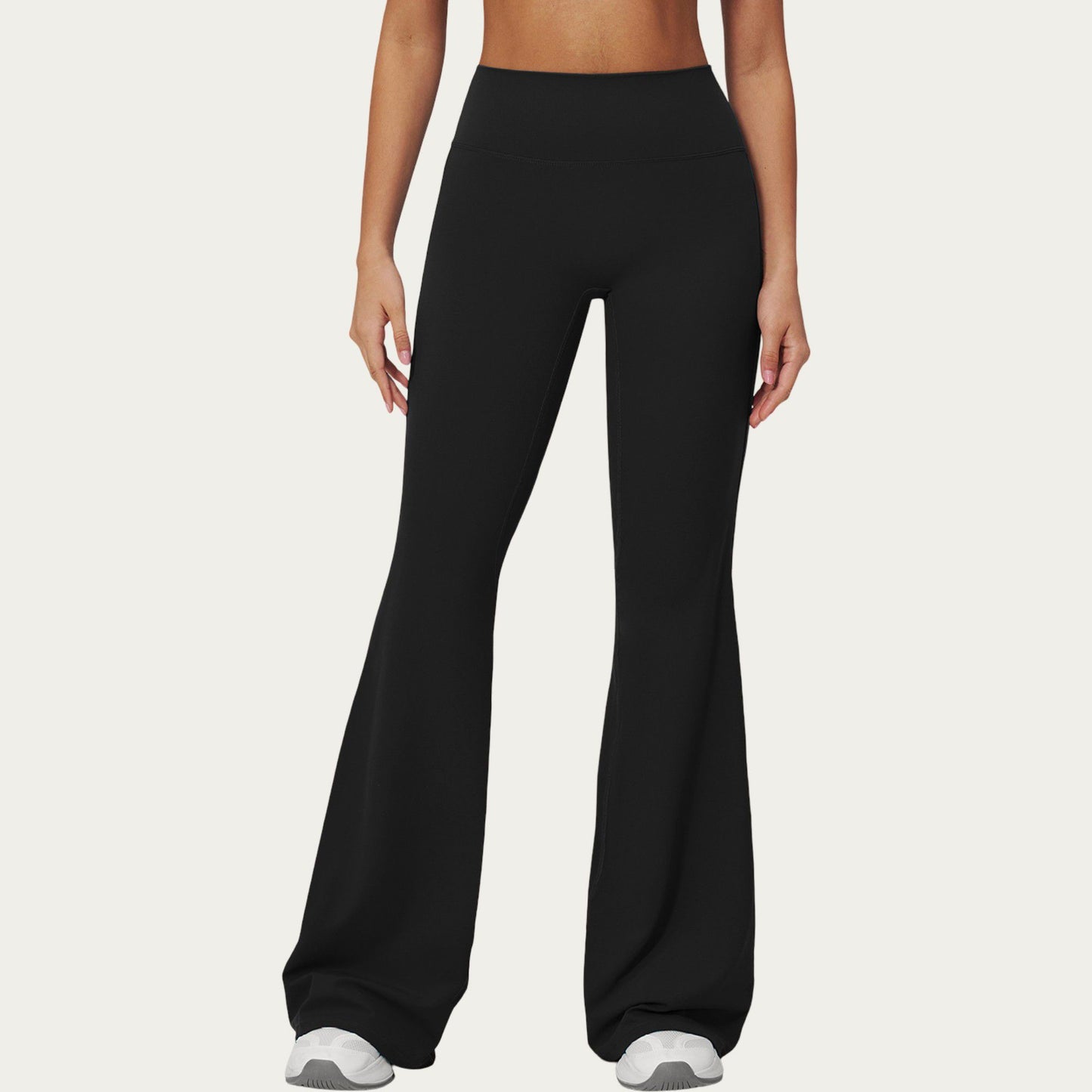 High Waist Flare Yoga Pants with Wide Leg Stretch Fit and Seam Detail
