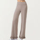 High Waist Wide Leg Sweatpants with Ruffle Hem Detail