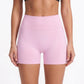 High Waist Seamless Workout Shorts Ribbed Waistband Yoga Biker Shorts