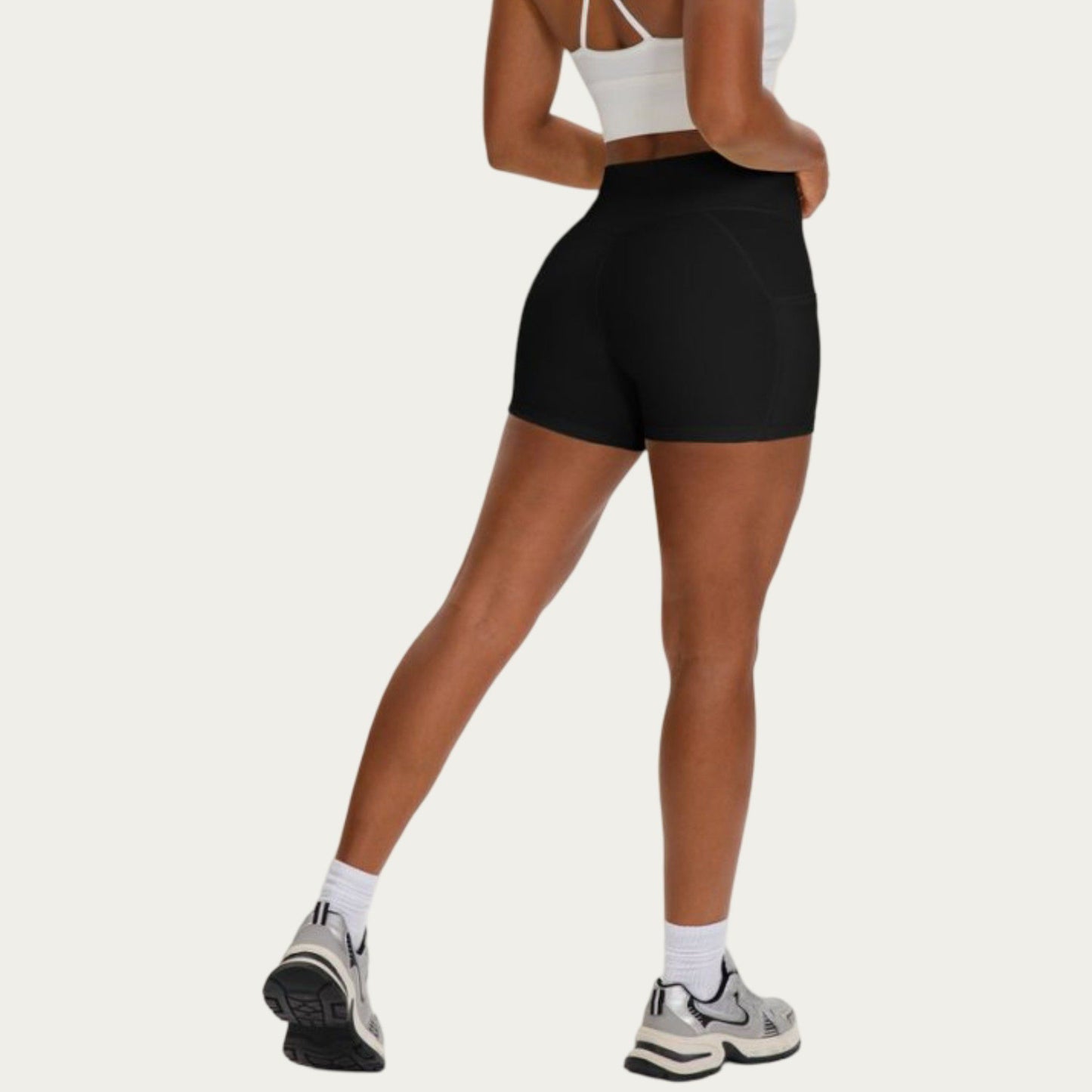 High Waist Biker Shorts with Side Pockets and Smooth Stretch Fit