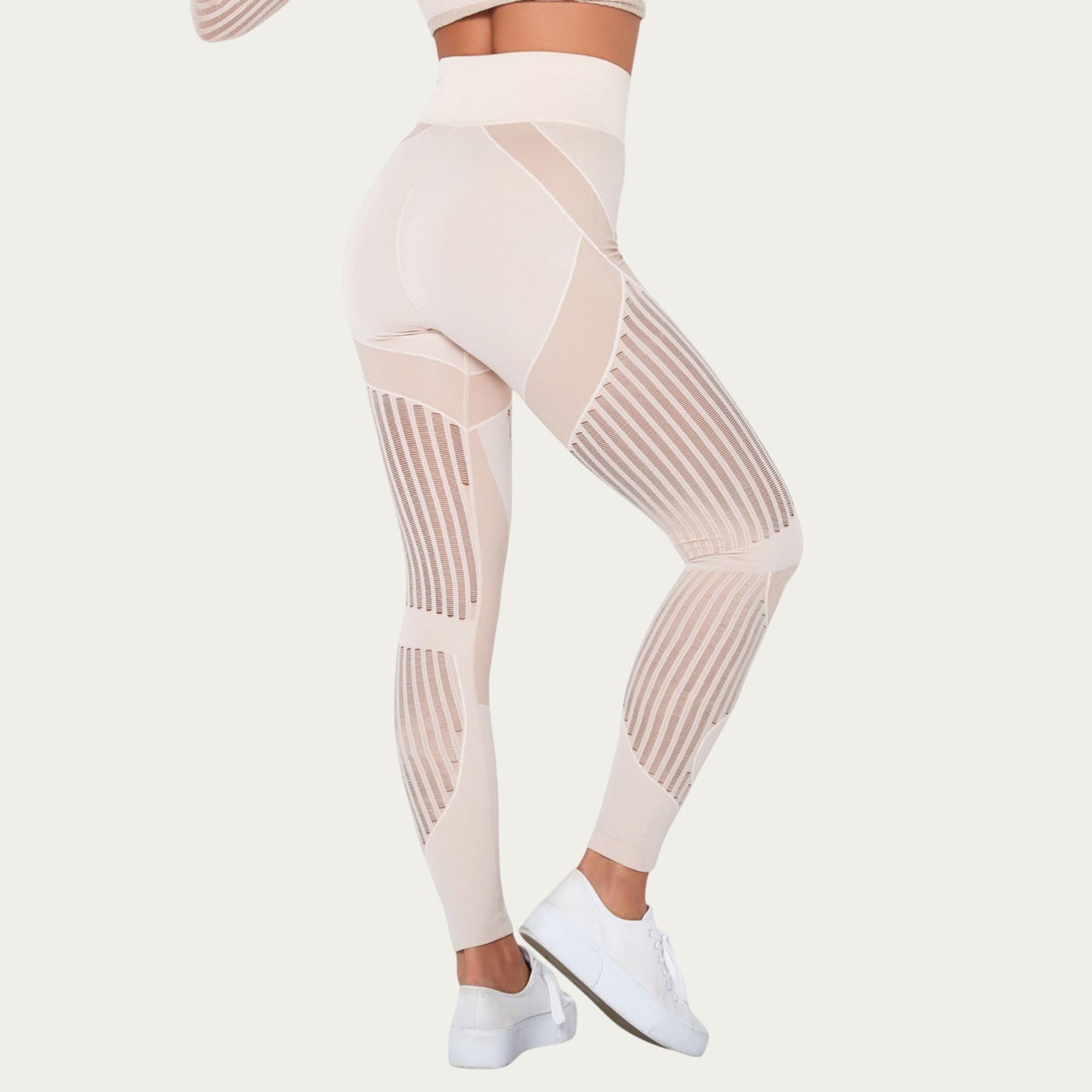 Seamless Patterned Leggings with Ribbed Details and Contouring Panels