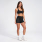 Padded Side Stripe Sports Bra Tank Top Scoop Neck Workout Yoga Crop Top