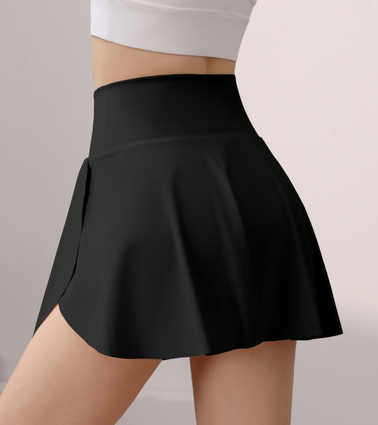 High Rise Flowy Athletic Skort with Side Pocket and Built-In Shorts
