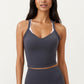 V-Neck Cropped Active Tank Top with Double Shoulder Straps