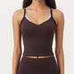 V-Neck Cropped Active Tank Top with Double Shoulder Straps