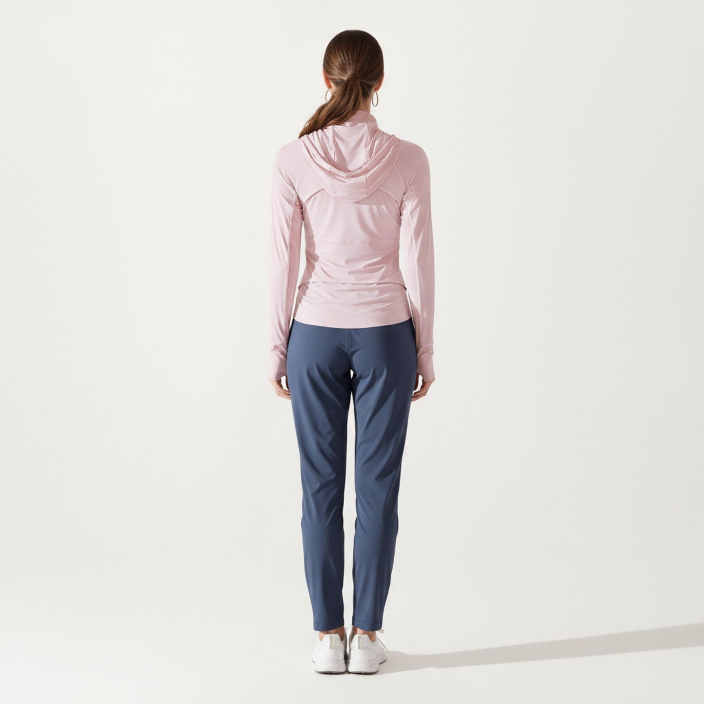 Full Zip Long Sleeve Active Jacket with Fitted Silhouette and High Neck