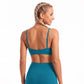 V Neck Sports Bra with Slim Straps Fitted Workout Top for Yoga Running Gym Training