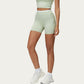 High Waist Biker Shorts with Smooth Stretch Fabric and Contrast Waistband