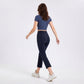 High Waist Cropped Flare Yoga Pants with Wide Waistband Smooth Stretch Workout Leggings