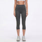 High Waist Capri Leggings with Wide Waistband Smooth Stretch Fit and Pull On Activewear Design