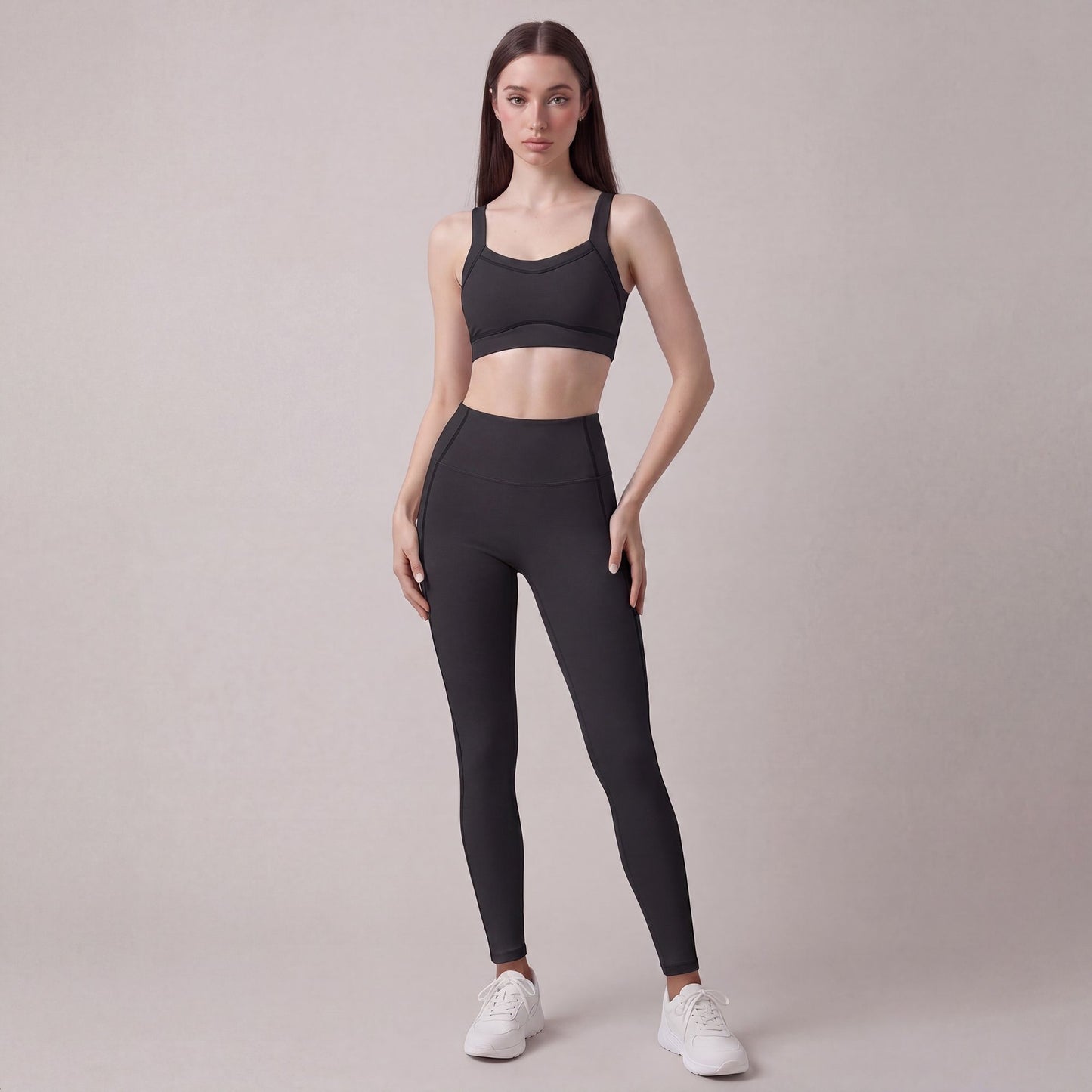 High Waist Full Length Active Leggings with Contour Seams for Workout and Everyday Wear