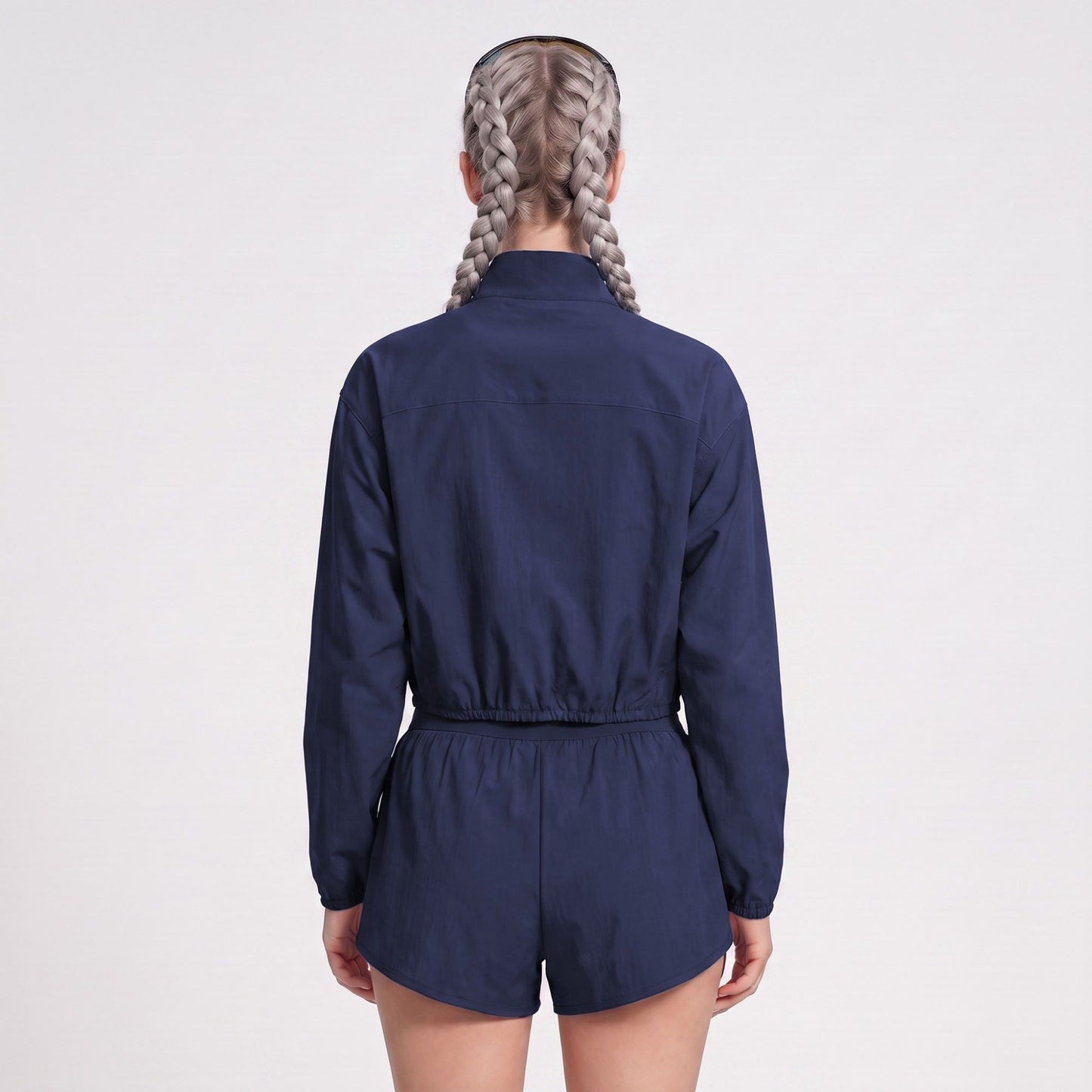 Cropped Full Zip Workout Jacket Lightweight Active Layer