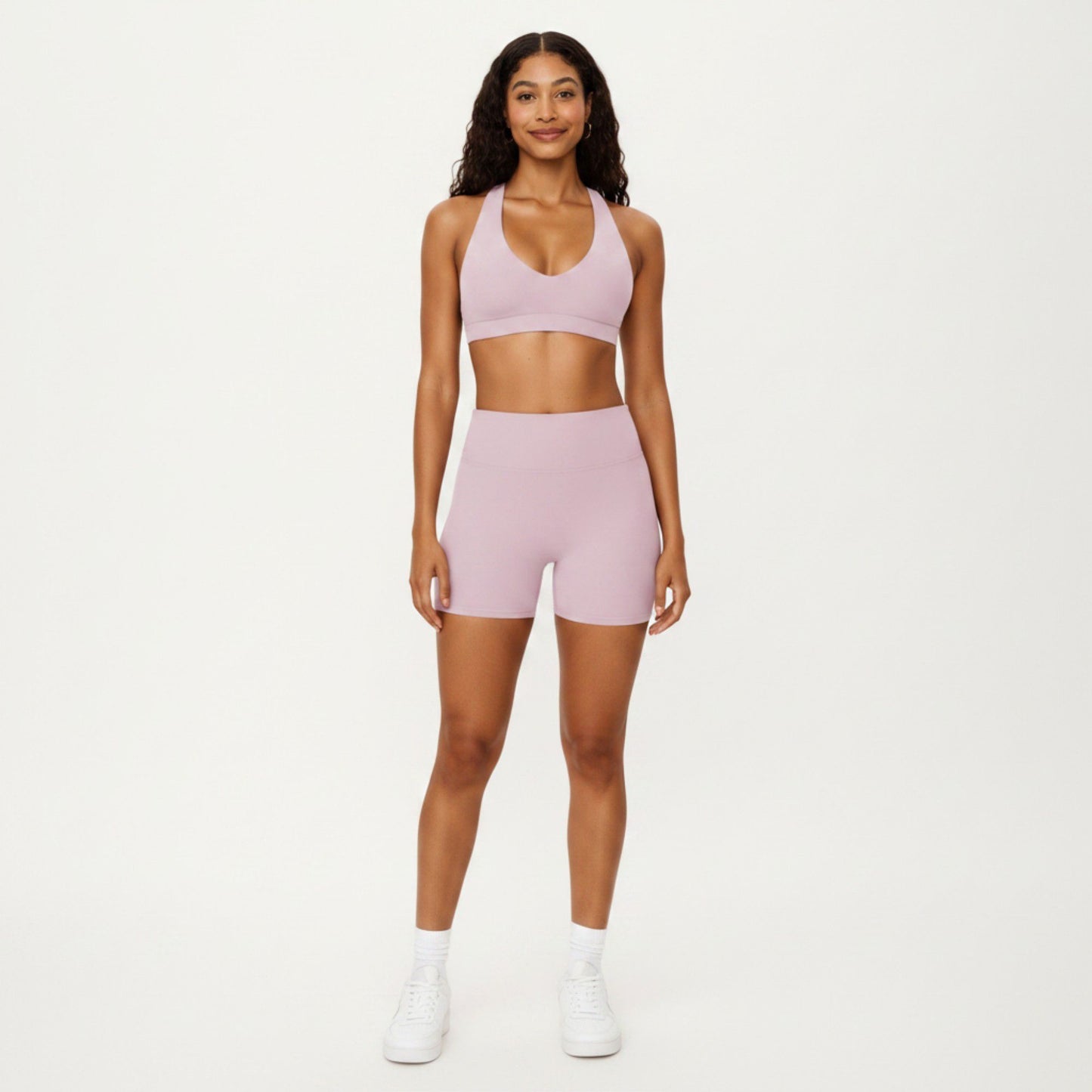 Racerback Sports Bra with Scoop Neck and Open Back Cutout Design