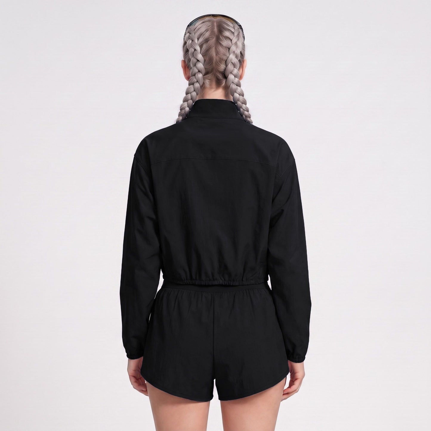 Cropped Full Zip Workout Jacket Lightweight Active Layer