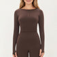 Seamless Long Sleeve Cropped Top with Thumbhole Cuffs and Fitted Waistband