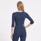 Scoop Neck 3/4 Sleeve Fitted Workout Top