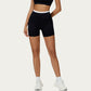 High Waist Biker Shorts with Smooth Stretch Fabric and Contrast Waistband