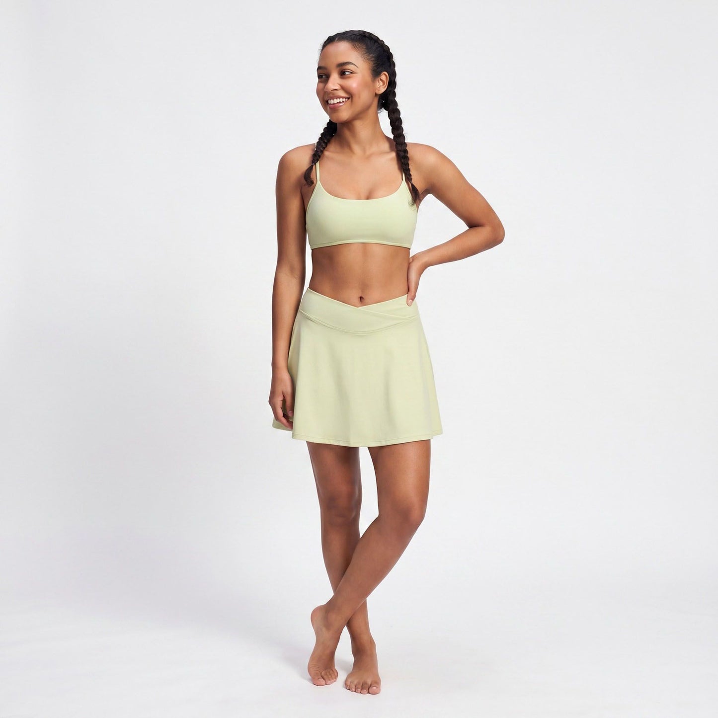Padded Strappy Back Sports Bra Tank Top Scoop Neck Workout Yoga Crop Top