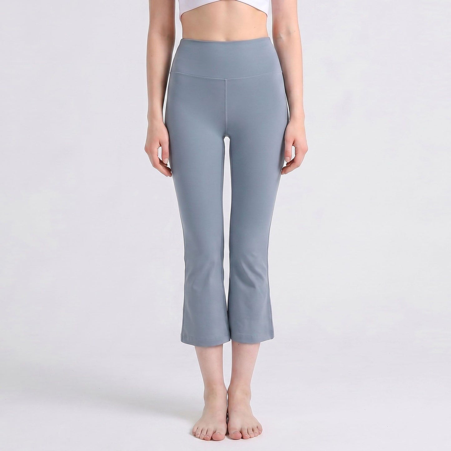 High Waist Cropped Flare Leggings with Wide Waistband Smooth Stretch Pull On Yoga Pants