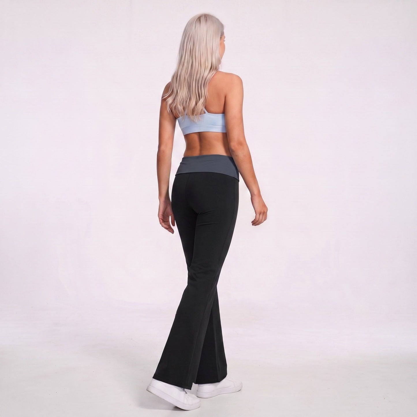 Foldover Waist Flare Yoga Pants Stretch Workout Pants