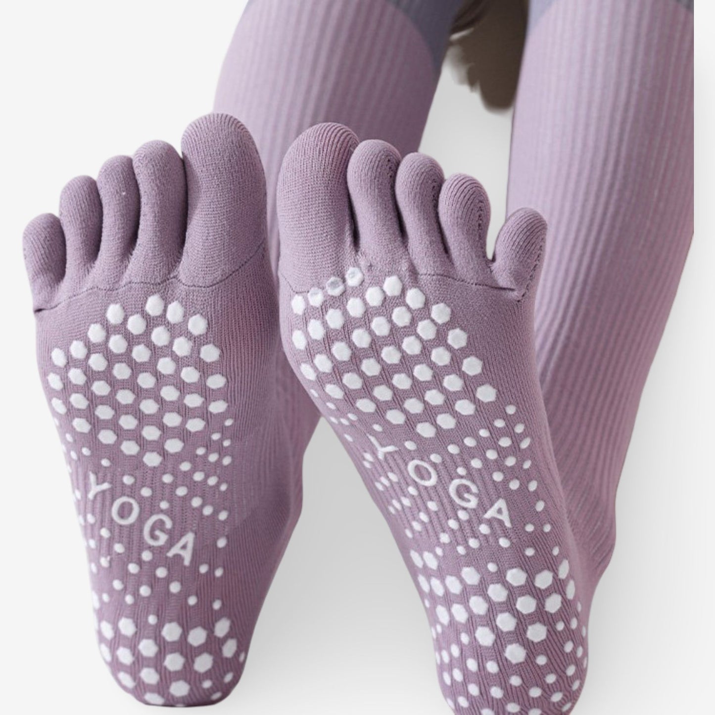 Compression Athletic Socks - Calf Length Toe Socks for Fitness & Yoga 3 Pack