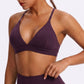 V Neck Cross Back Sports Bra Adjustable Strap Workout Top