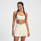Padded Strappy Back Sports Bra Tank Top Scoop Neck Workout Yoga Crop Top