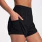 High Waist Running Shorts with Wide Waistband and Side Slits