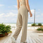 High Waisted Wide Leg Lounge Pants with Drawstring and Pockets