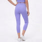 High Waist Capri Leggings with Wide Waistband Smooth Stretch Fit and Pull On Activewear Design