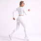 V Neck Long Sleeve Workout Crop Top Fitted Active Shirt