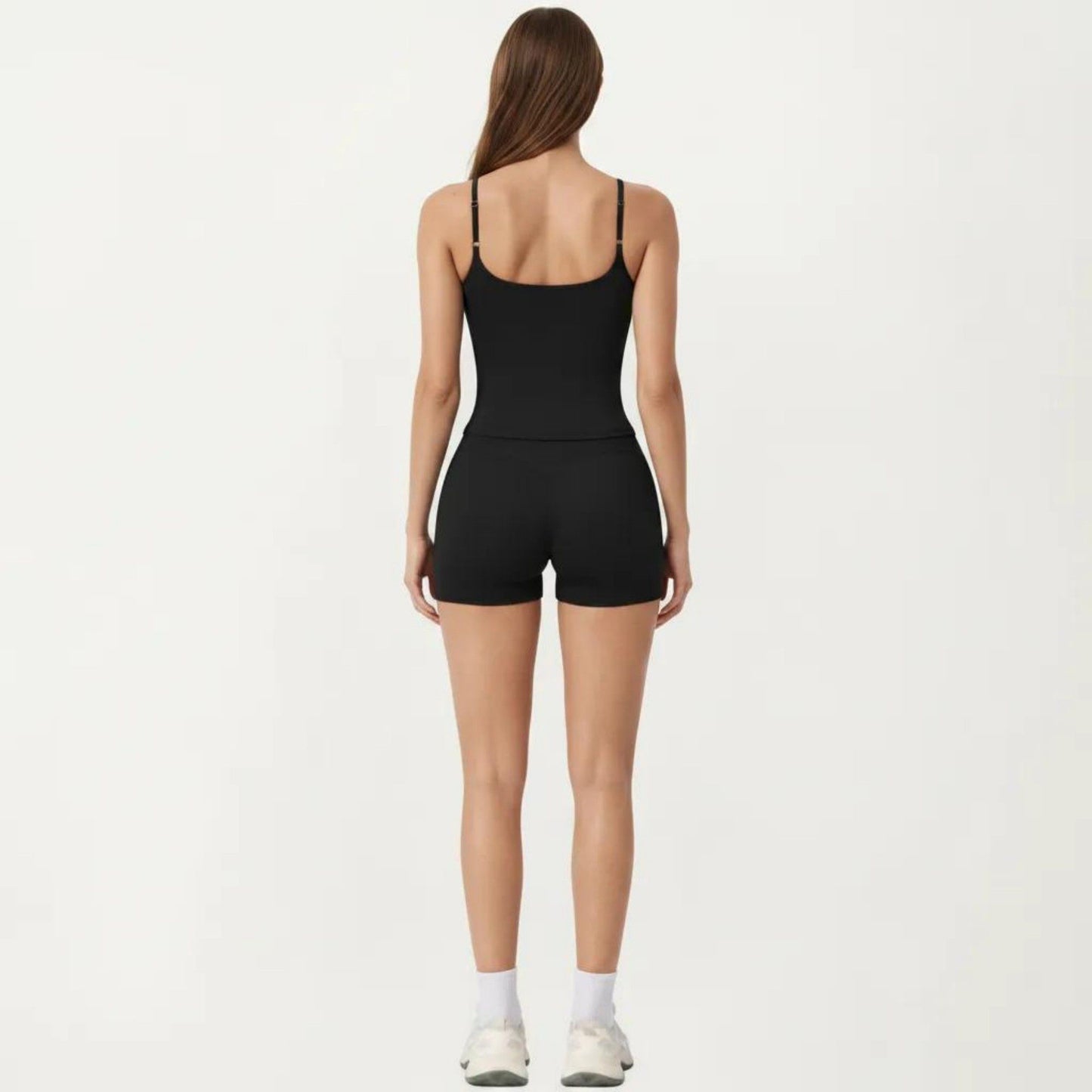 Spaghetti Strap Active Cami Top with Square Neck and Smooth Stretch Fit