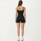 Spaghetti Strap Active Cami Top with Square Neck and Smooth Stretch Fit
