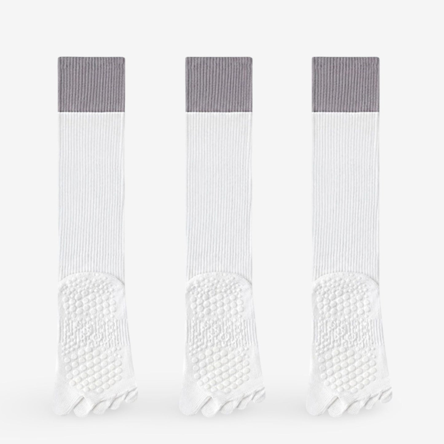 Compression Athletic Socks - Calf Length Toe Socks for Fitness & Yoga 3 Pack