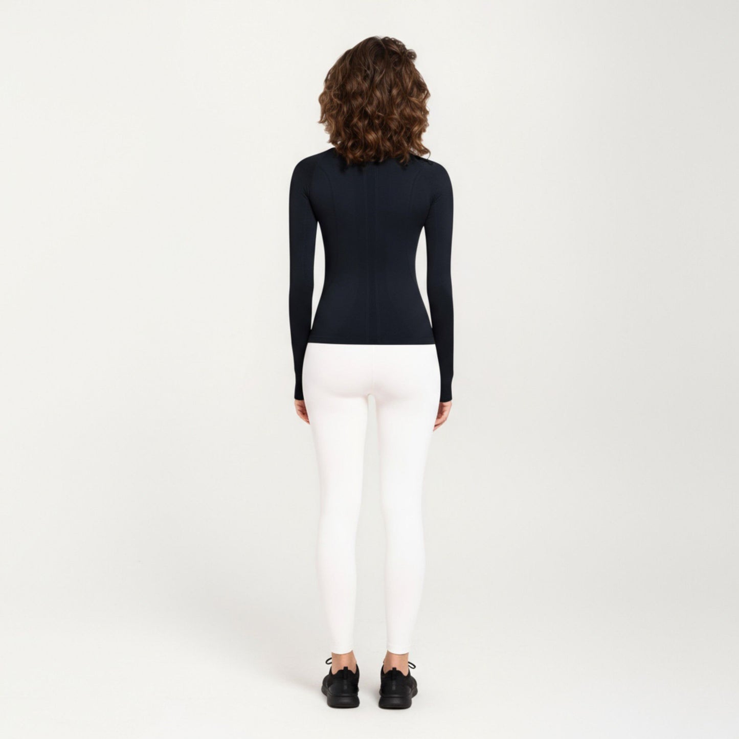 Seamless Long Sleeve Fitted Top with Thumbhole Cuffs and Crew Neck