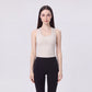 Sleeveless Yoga Tank Top with Built In Padding Scoop Neck Cutout Strap Detail and Fitted Activewear Silhouette
