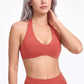 Halter Sports Bra Scoop Neck Open Back Workout Top