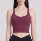 Cropped Yoga Tank Top with Built In Padding Scoop Neck Wide Strap Fitted Activewear Top