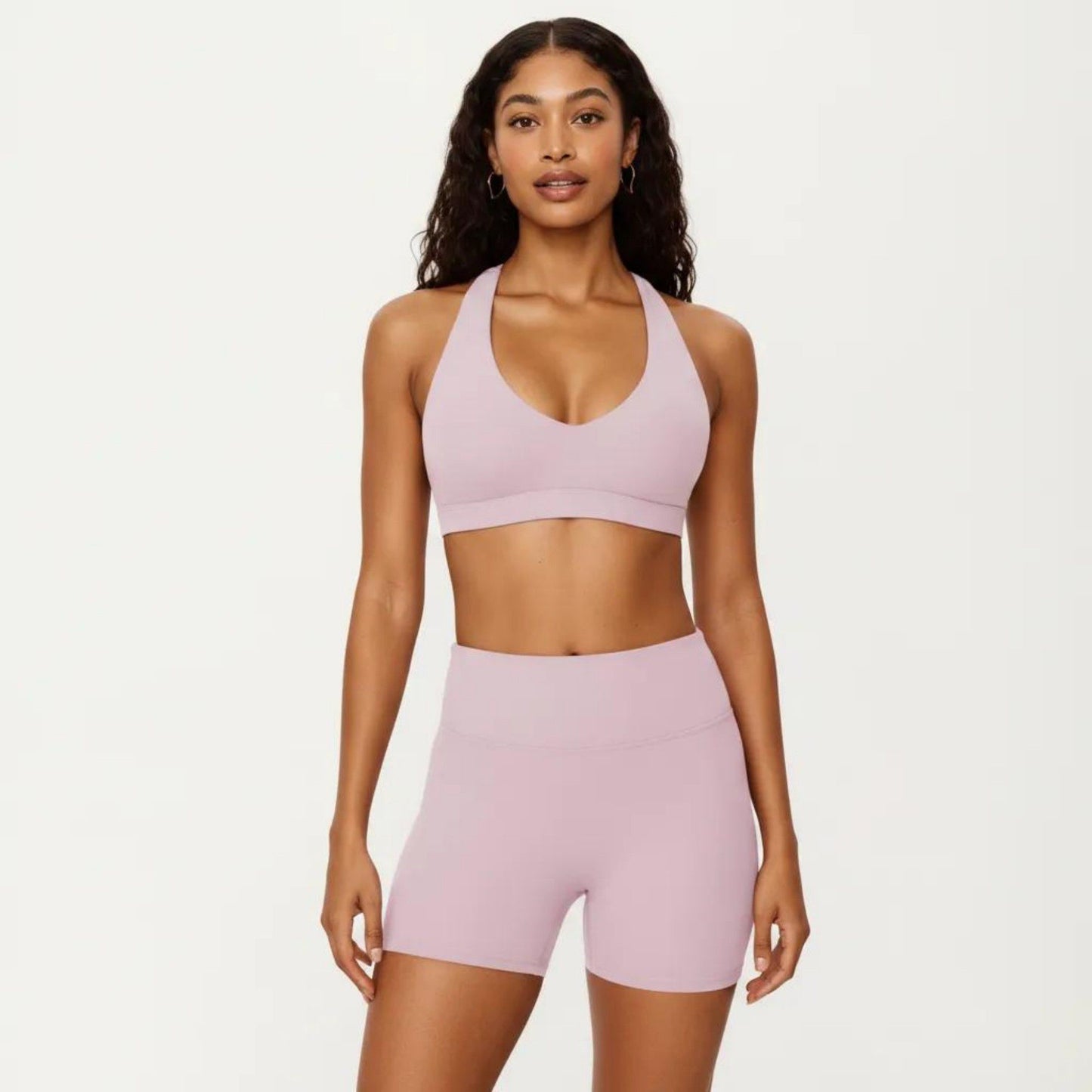 Racerback Sports Bra with Scoop Neck and Open Back Cutout Design