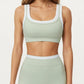 Contrast Trim Sports Bra with Square Neck and Smooth Stretch Fit