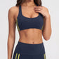 Padded Side Stripe Sports Bra Tank Top Scoop Neck Workout Yoga Crop Top