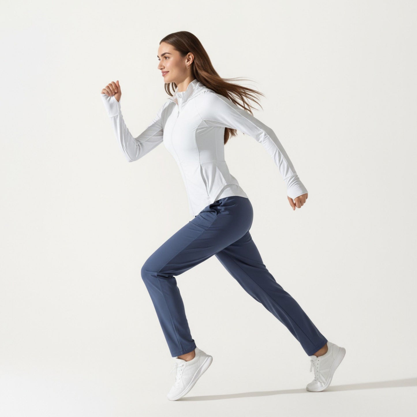 Full Zip Long Sleeve Active Jacket with Fitted Silhouette and High Neck