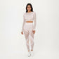 Long Sleeve Seamless Crop Top with Ribbed Texture and Contour Panels