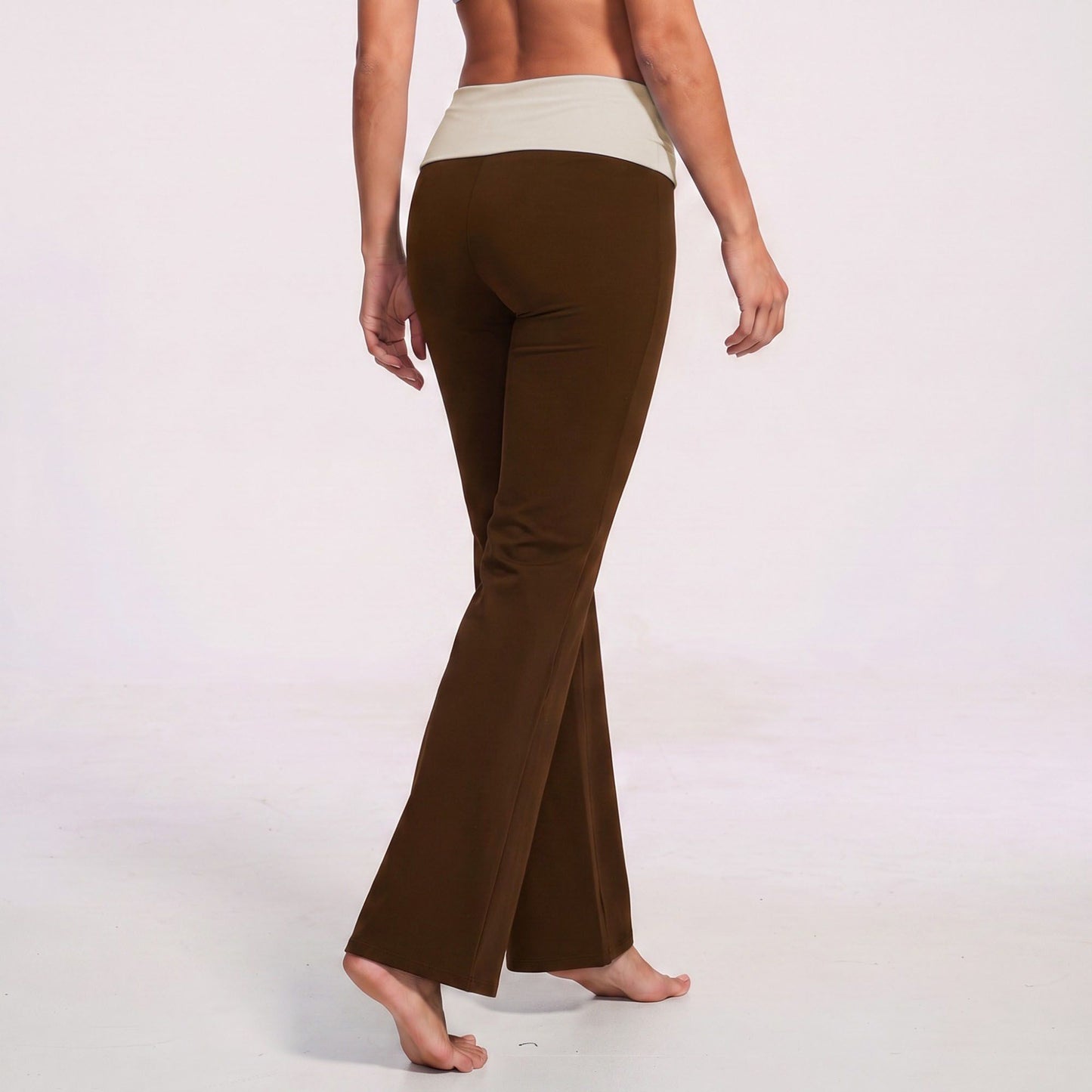 Foldover Waist Flare Yoga Pants Stretch Workout Pants