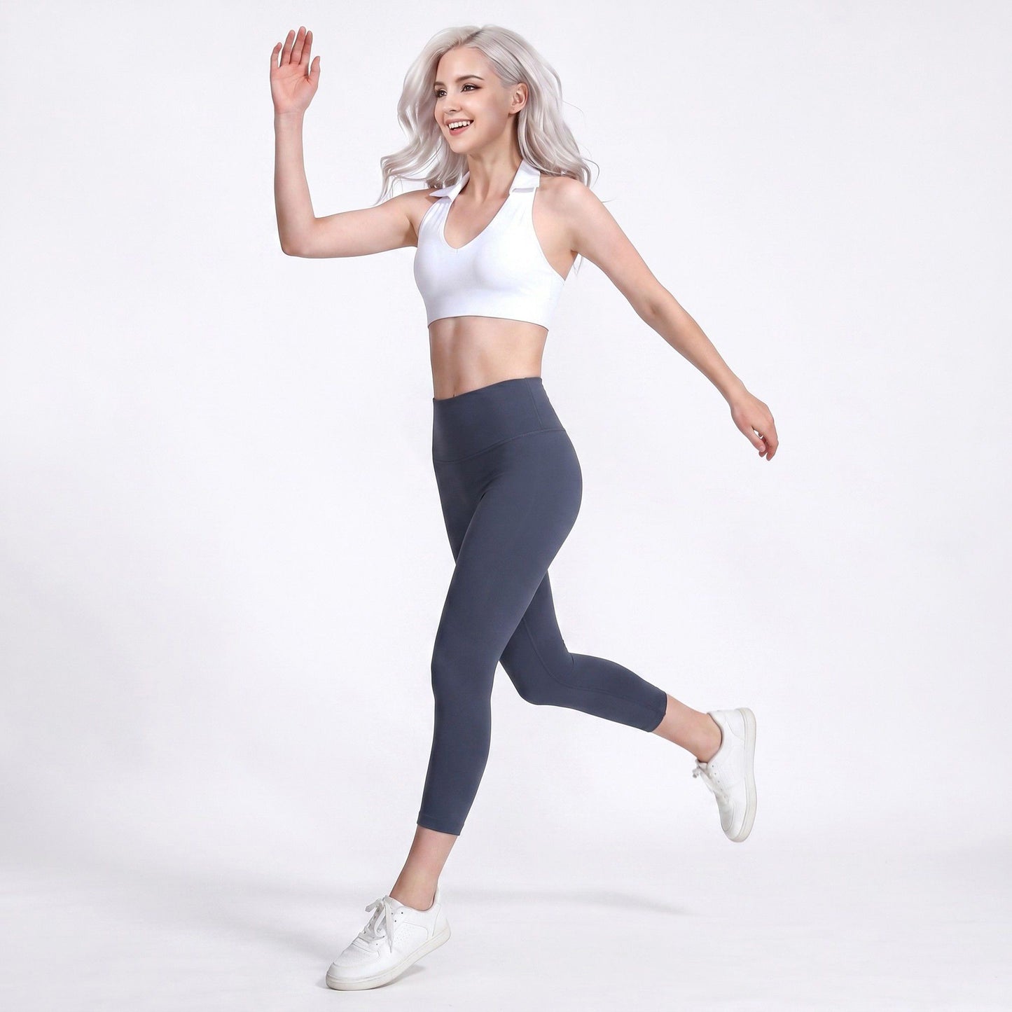 High Waist Capri Leggings with Wide Waistband Smooth Stretch Workout Yoga Pants