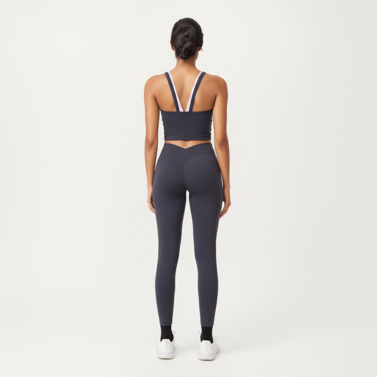 V-Neck Cropped Active Tank Top with Double Shoulder Straps